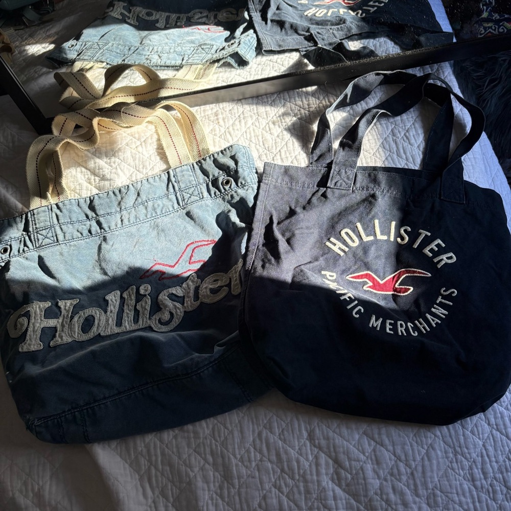 Hollister vintage cotton canvas tote bags bundle early 2000s y2k purse lot